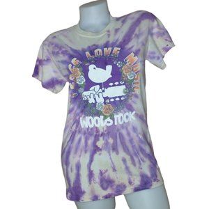 Woodstock Purple / Peach Tie Dye T Shirt Small